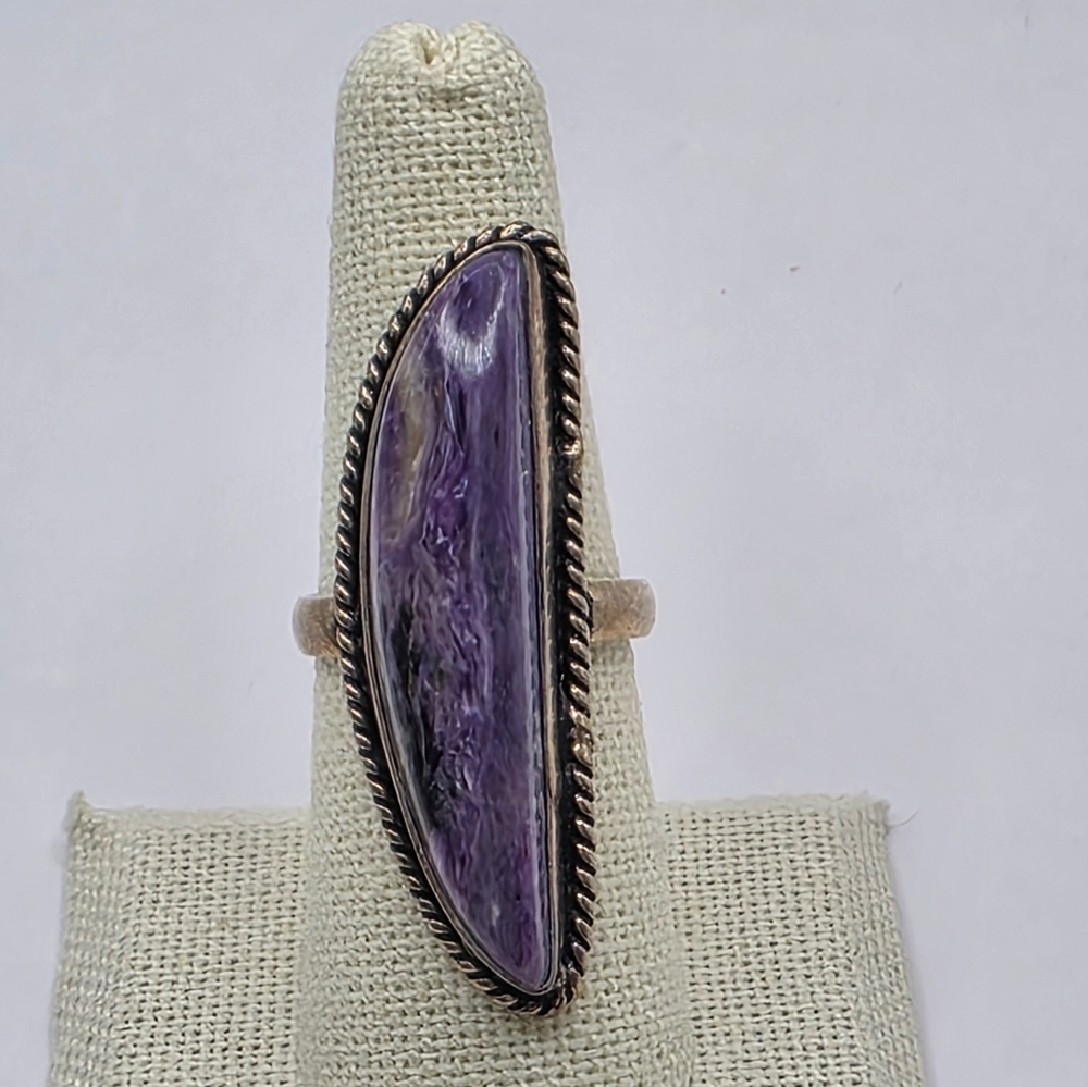 Artisan Sterling Silver Ring Purple Charolite Size 8